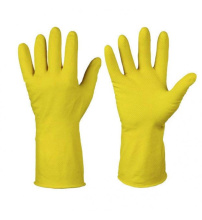 Перчатки латексные хозяйственные с х/б, эластичные, желтые, р-р М, 240/12