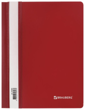 Скоросшиватель пластиковый МАЛОГО ФОРМАТА (160х228мм) А5 BRAUBERG, 130/180 мкм, красный, арт. 270460