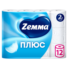 Туалетная бумага "ZEMMA Плюс" 1*12 рул., 2-слойн., 23 м, белая