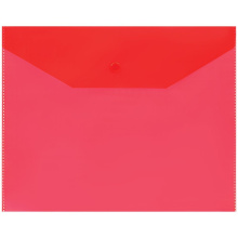 Папка-конверт на кнопке OfficeSpace А5 (190*240мм), 150мкм, полупрозрачная, красная, арт. 267530