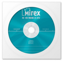 Диск CD-RW Mirex 700 Мб 4-12х в бумажном конверте с окном UL121002A8C