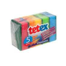 Губки бытовые с абразивом 75х45х20 мм, tetex, 5 шт.
