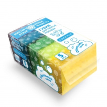 Губка для мытья посуды крупнопористая Color Plus, 5 шт. (92х64х28)
