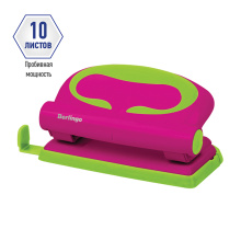 Дырокол Berlingo "Fuze" 10л., пластиковый, розовый, с линейкой, арт.DDp_10003