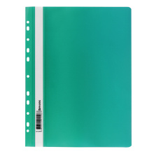 Скоросшиватель пластиковый с перфорацией BRAUBERG, А4, 140/180 мкм, зеленый, арт. 226581