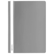 Скоросшиватель пластиковый BRAUBERG, А4, 130/180 мкм, серый, арт. 220387