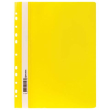 Скоросшиватель пластиковый с перфорацией BRAUBERG, А4, 140/180 мкм, желтый, арт.  226587