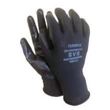 Перчатки черные из полиэстра с черным нитриловым покрытием, р-р 9