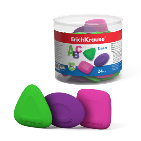 Ластик ErichKrause ABC резина в тубусе по 24 шт. ассорти  фигурный, арт. 34648