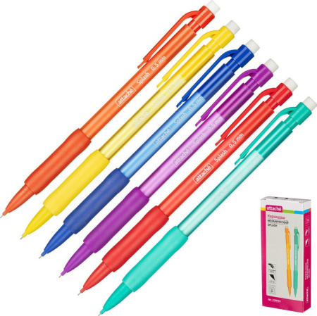 Карандаш механический Attache Splash, 0,5 мм, корп.тонир., ассорти, с манжетой, арт. 1098365