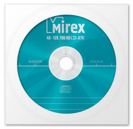 Диск CD-RW Mirex 700 Мб 4-12х в бумажном конверте с окном UL121002A8C
