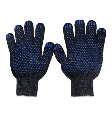 Перчатки х/б 116 текс 10 кл 5-нитка с ПВХ черные