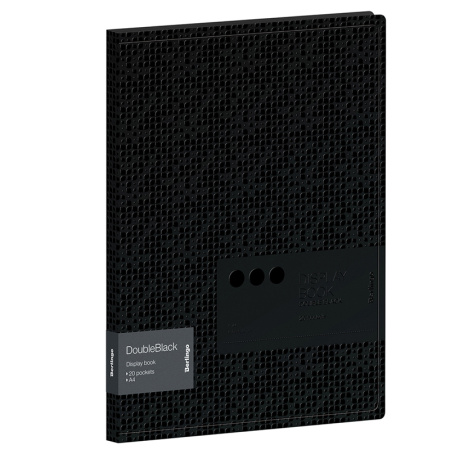 Папка с 20 вкладышами Berlingo "DoubleBlack", 17мм, 600мкм, черная, с внутр. карманом, с рисунком, арт. DB4_10701