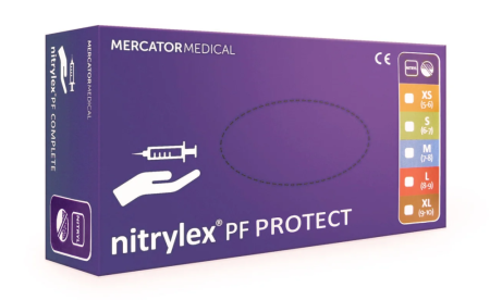 Перчатки нитриловые Nitrylex PF Protect, размер L, Mercator Medical Lld , 100 шт/уп