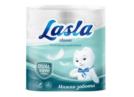 Полотенца рулонные "Lasla Classic" 2 слоя, 2 рулона*12м, арт. ЦБ-04