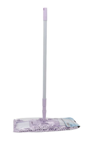 Швабра плоская "Чистюлино", телескопическая ручка 120 см, насадка "лапша" из шенила, цвет микс
