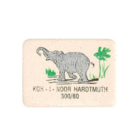 Ластик KOH-I-NOOR ELEPHANT 300/80 каучук 26х19х8 мм белый прямоуг., арт. 300/80