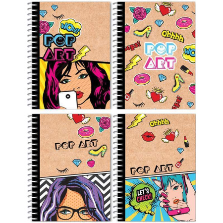 Записная книжка А6 80л. на гребне BG "Pop art", твердая обложка, глянцевая ламинация, арт. ЗКТ6гр80_лг 8328