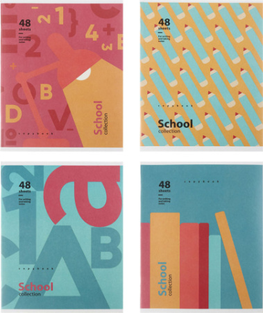 Тетрадь общая №1 School 48л,Good idea,скоба,обл. имп. картон,блок 65гр.,кл., арт. 695923